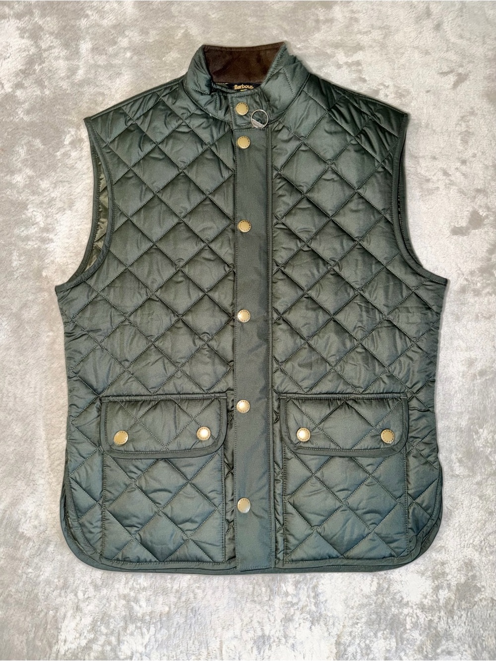 Barbour Lowerdale Gilet Quilted Vest Men’s Large Snap And Zip In Sage